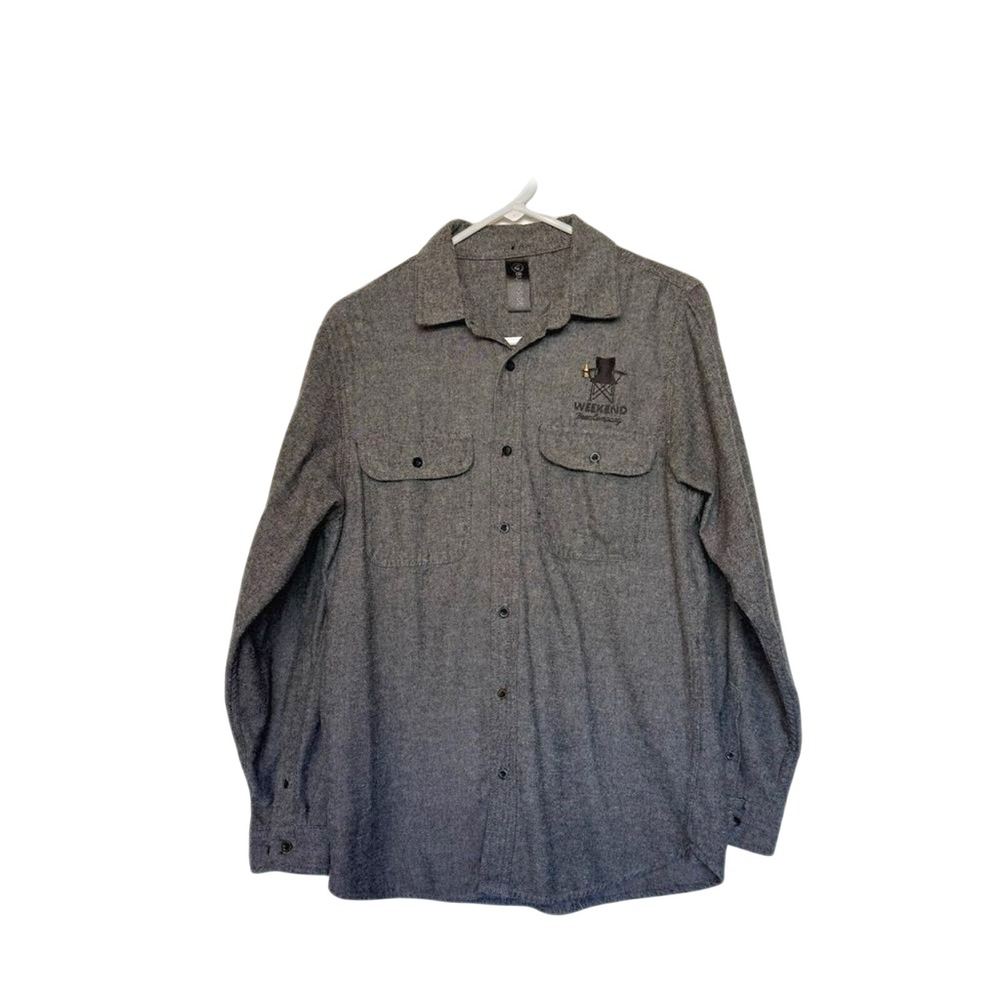 Weekend Beer Company, Gray, Long Sleeve, Button-up, Casual‎ Comfy Shirt, Size M